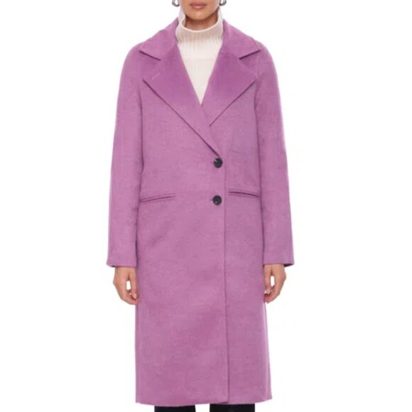 AVEC LES FILLES Double-breasted Walker Coat In Hyacinth